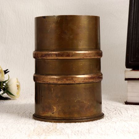 Handcrafted South Indian Holy Pot in Cylindrical Shape for Decor