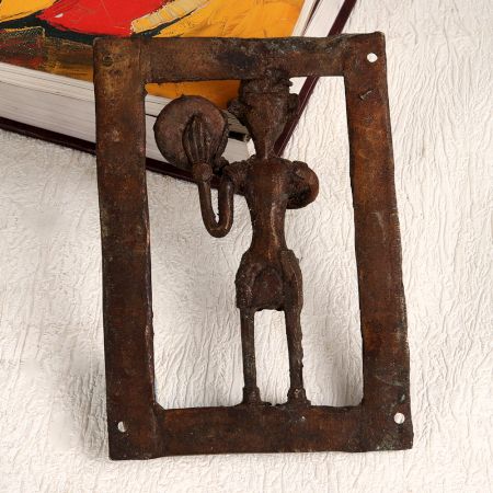 Handcrafted Finest Brass Plate of Man Playing Dufli