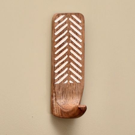 Wooden Self Adhesive Brown Wall Mounted Hooks