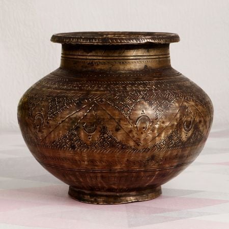 Beautifully Engraved Brass Water Pot for Ritual and Decor