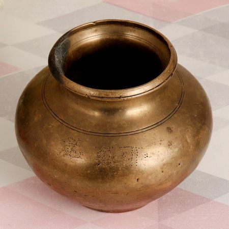 Elegant Brown Brass Holy Water Pot for Vintage Collection