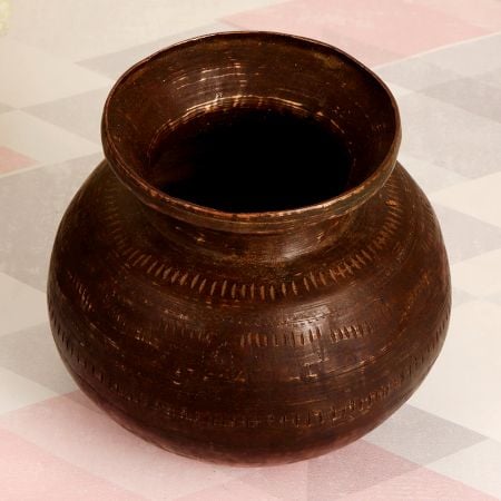 Dark Finish Brass Holy Water Pot for Decoration and Collection