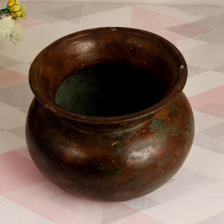 Dark Finish Finest Brass Cooking Pot in Assamese Art