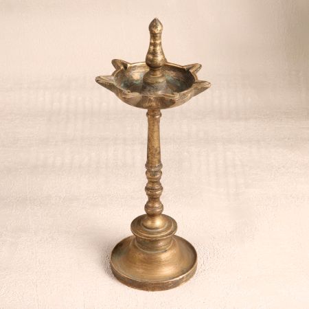Vintage Handmade Brass Oil Lamp Stand for Decoration