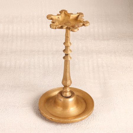 Elegant Golden Oil Lamp with 6 Jyot Made of Finest Brass