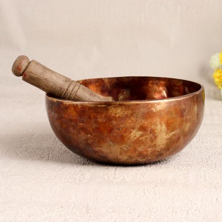 South Indian Brass Singing Bowl in Antique Brown Finish