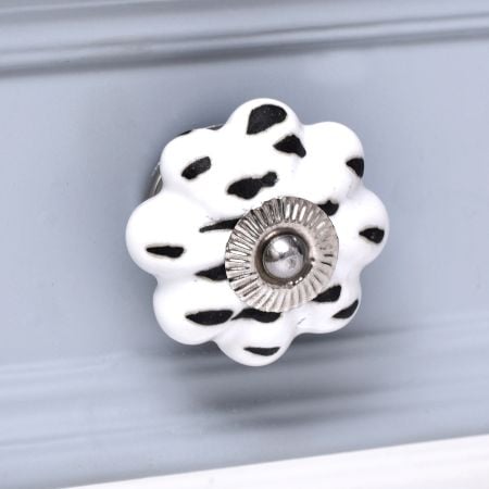 White Etched Medium Knob