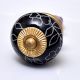 Black Leaf Floral Ceramic Knob