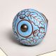 Turquoise Base Brown Leaf Flower Etched Ceramic Drawer Knob