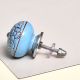 Turquoise Base Brown Leaf Flower Etched Ceramic Drawer Knob