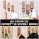 Wooden Self Adhesive Brown Wall Mounted Hooks