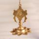 Vintage Hanging Brass Oil Lamp with Lord Vishnu Chakra