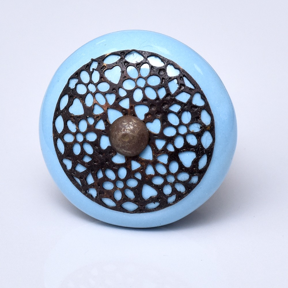 Turquoise Strewn Flat Knob