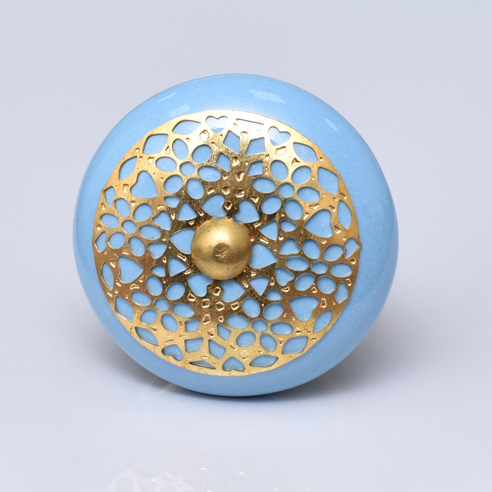 Turquoise Strewn Flat Knob