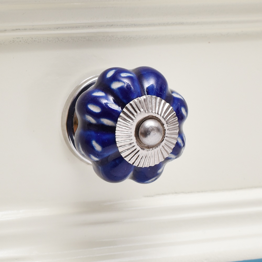 Navy Blue Etched Melon Knob