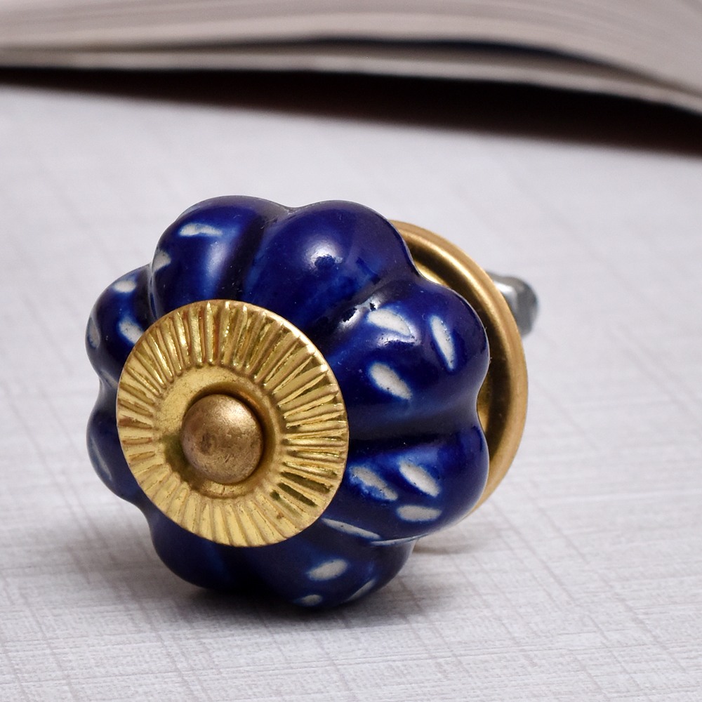 Navy Blue Etched Melon Knob