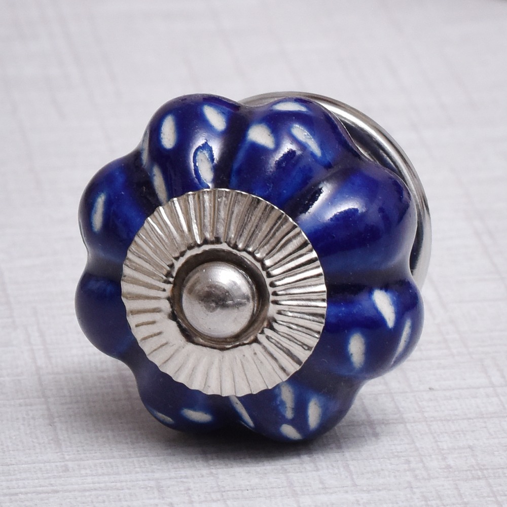 Navy Blue Etched Melon Knob