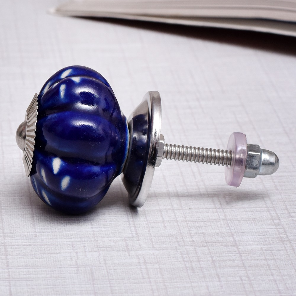 Navy Blue Etched Melon Knob