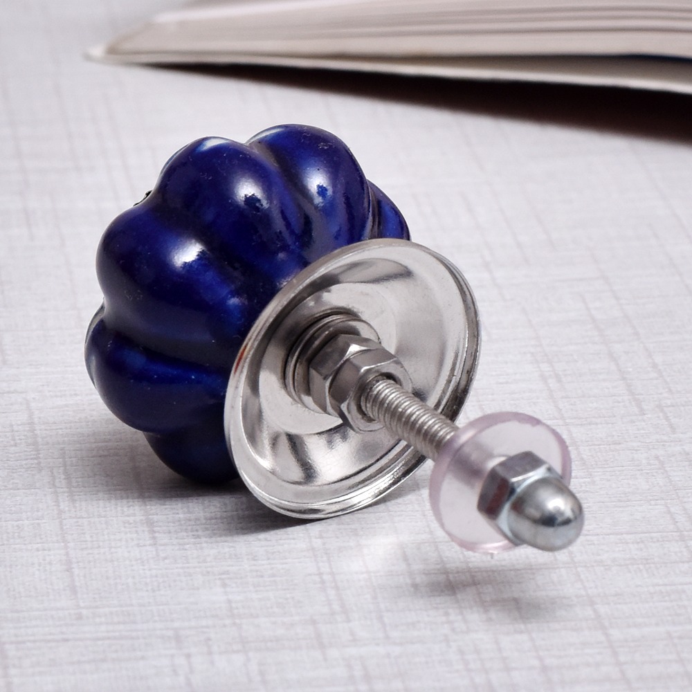 Navy Blue Etched Melon Knob
