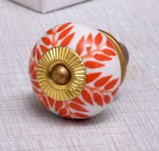Orange Leaf Ceramic Knob