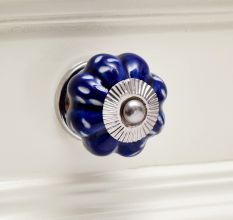 Navy Blue Etched  Melon Knob