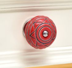 Brown Pattern Etched Ceramic Dresser Knob