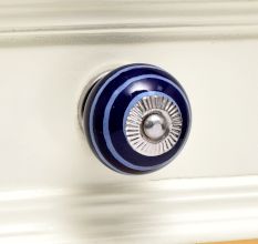 Navy Blue White Knob