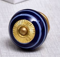 Navy Blue White Knob