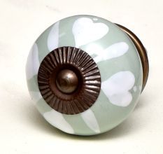 Sage Green Heart Ceramic Floral Cabinet Knobs Online