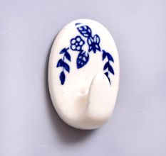 Ceramic Blue White No Drill Wall Hooks