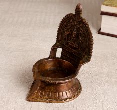Elegant Brown Gajalaxmi Oil Lamp Made of Finest Brass