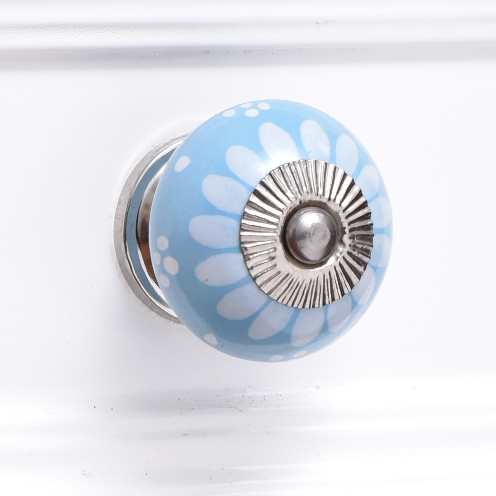 Turquoise Floral Ceramic Drawer Knobs Online