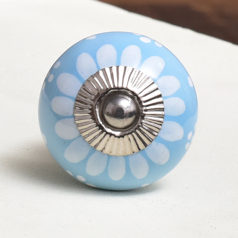 Turquoise Floral Ceramic Drawer Knobs Online