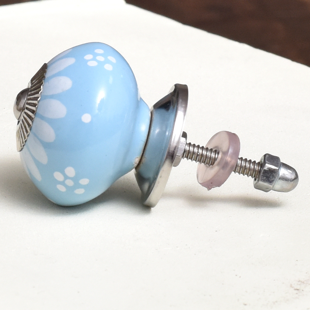 Turquoise Floral Ceramic Drawer Knobs Online
