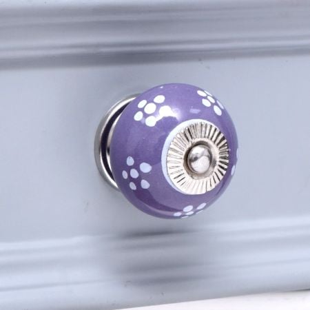 Dark Purple Floral Knob