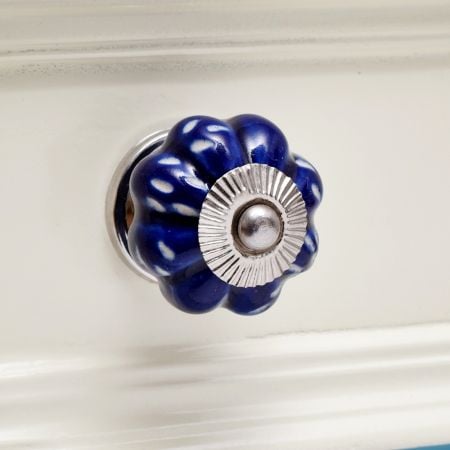 Navy Blue Etched  Melon Knob