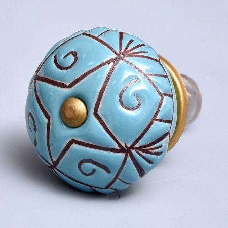 Sea Green Etched Ceramic Floral Dresser Knob Online