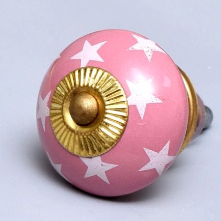 Pink Star Ceramic Drawer Knob