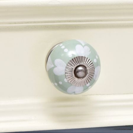 Sage Green White Hearted Ceramic Dresser Knobs Online