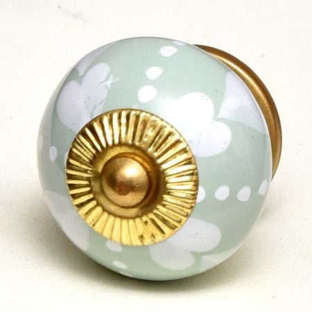 Sage Green White Hearted Ceramic Dresser Knobs Online