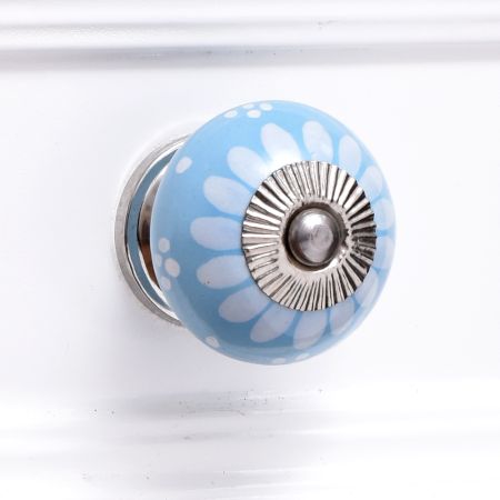 Turquoise Floral Ceramic Drawer Knobs Online