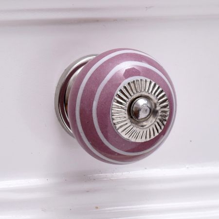 Purple Striped Small Ceramic Knobs