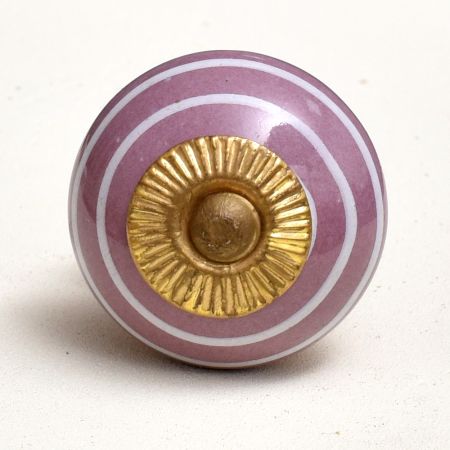 Purple Striped Small Ceramic Knobs