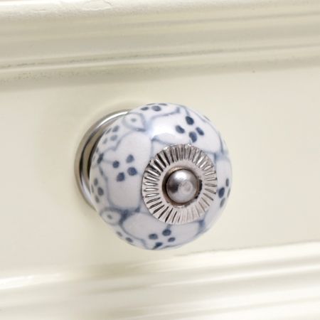 Grey Dotted Ceramic Floral Cabinet Knobs