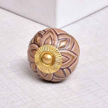 Golden Flower Ceramic Dresser Knob