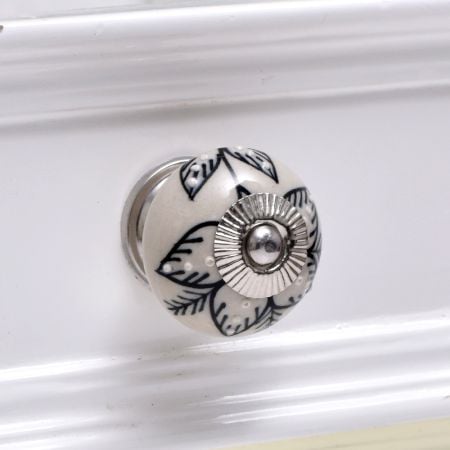 Black Orchid Ceramic Dresser Knob