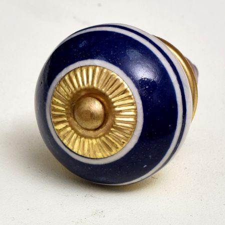 Navy Blue Striped Knob