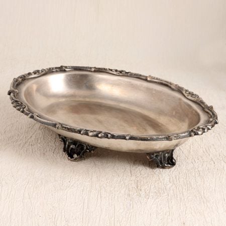 Vintage Finest White Metal Food Tray in Silver Finish