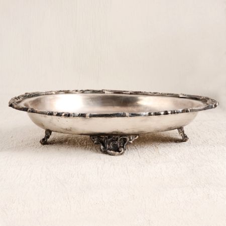 Vintage Finest White Metal Food Tray in Silver Finish