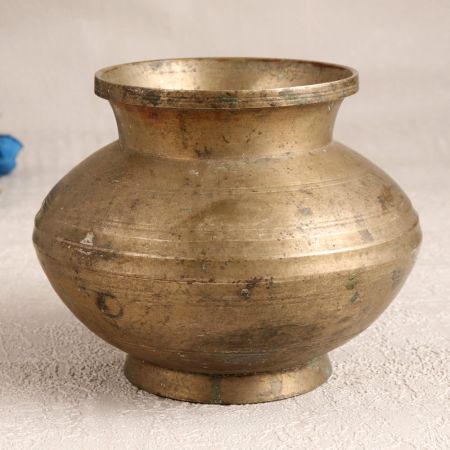 Vintage Handcrafted Brass Holy Water Pot in Brown Finish